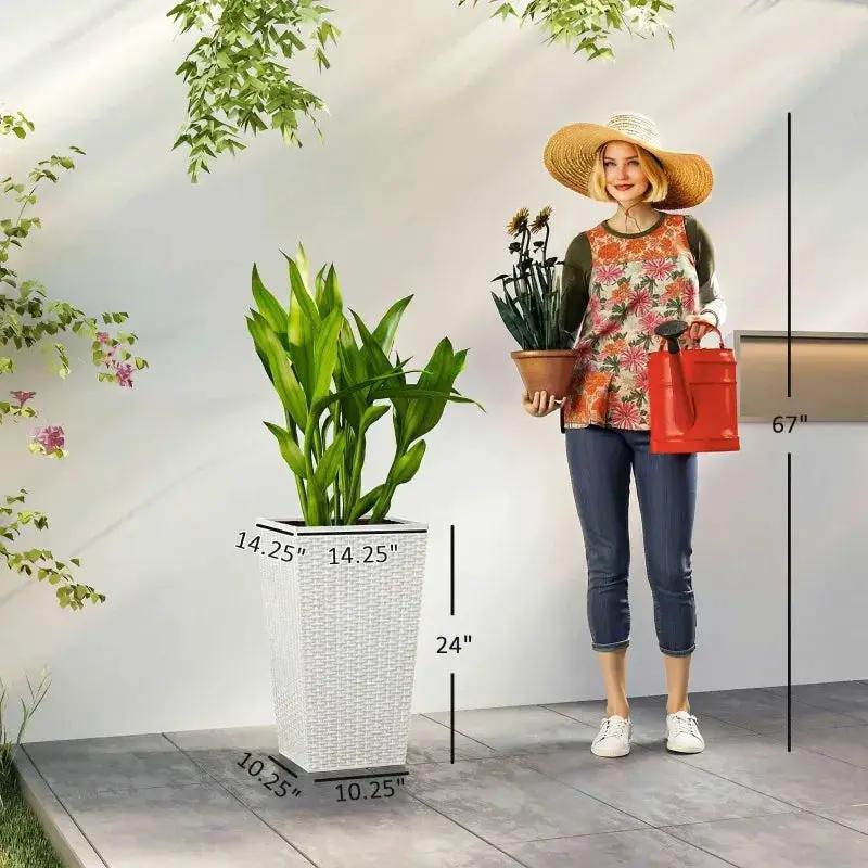 Spacious Plant Pots, Plants Box Set of 3, Tall Planters Box by HouseOfZazla