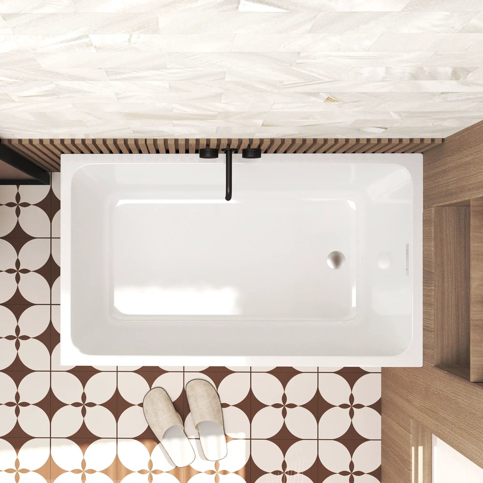 Freestanding Bathtub With Drain, Rectangular Shape
