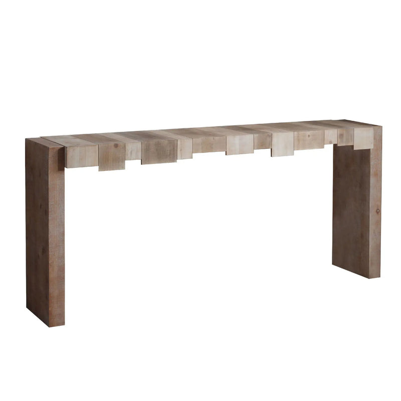 Modern Rustic Table With Sculpted Block Design by Unique Piece Furniture