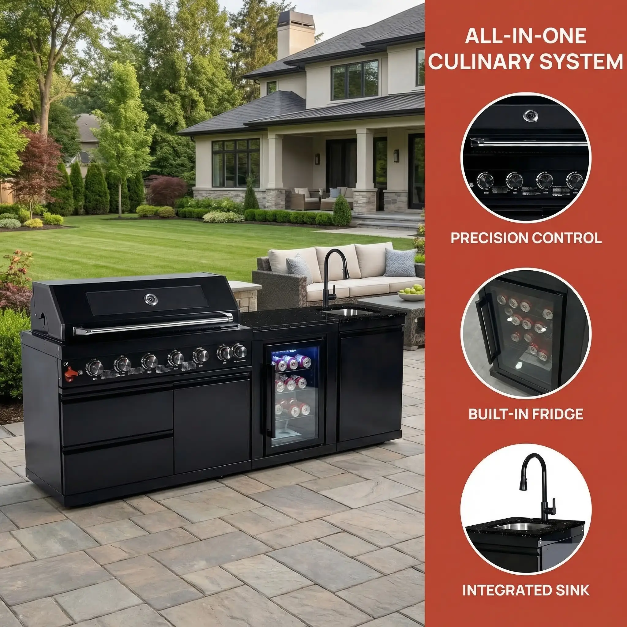 6-Burner Stainless Steel Propane Gas Outdoor Kitchen Barbecue Island Grill by HouseOfZazla