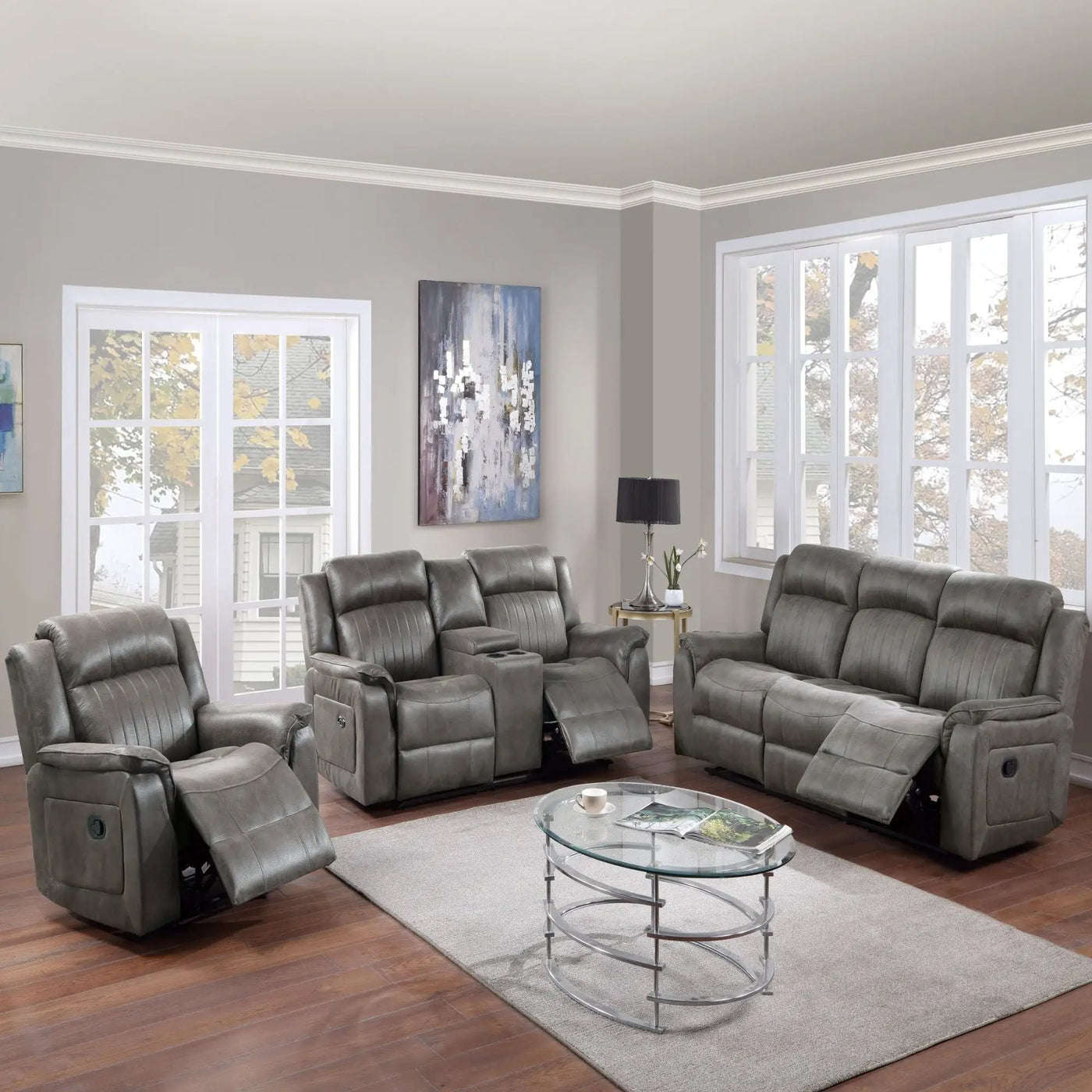 Contemporary Living Room Set, Horizontal And Vertical Tufting by HouseOfZazla