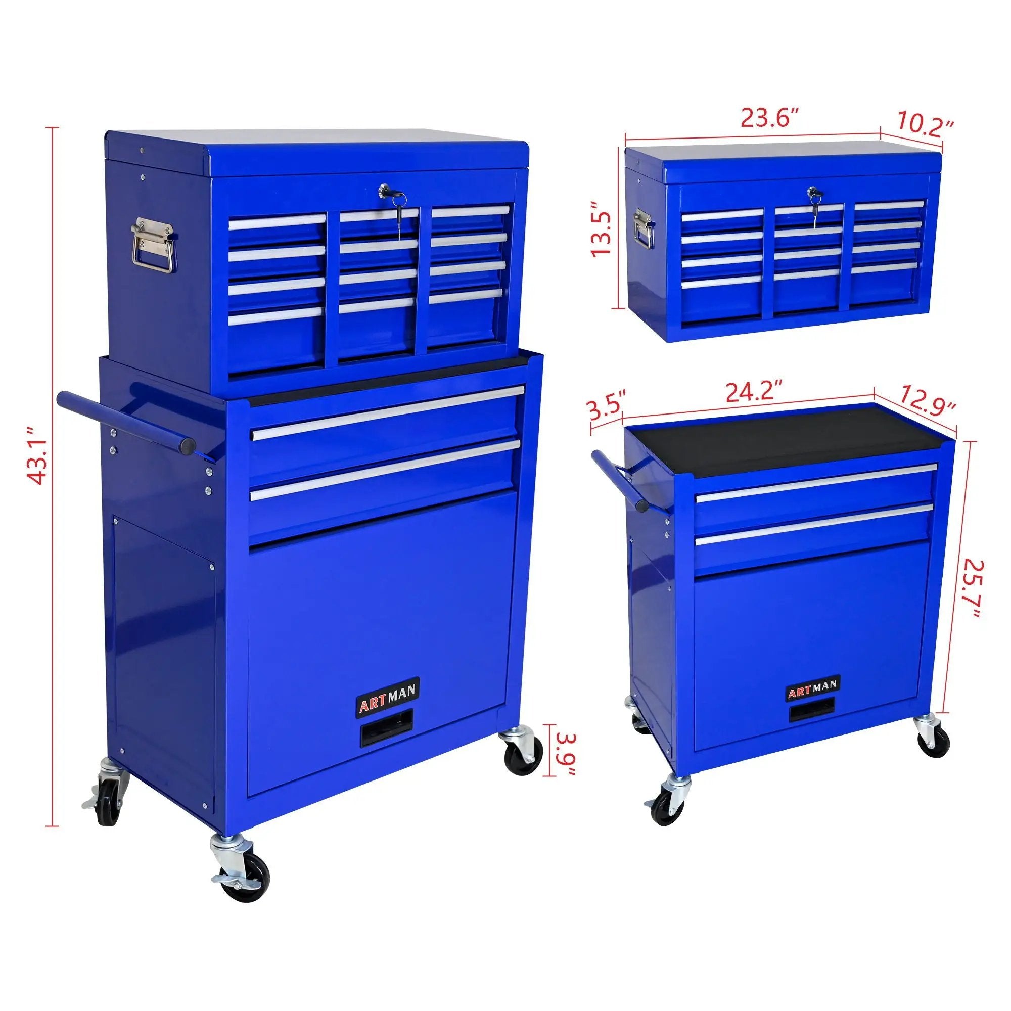High Capacity Rolling Tool Chest With Wheels And Drawers, Storage Cabinet by HouseOfZazla