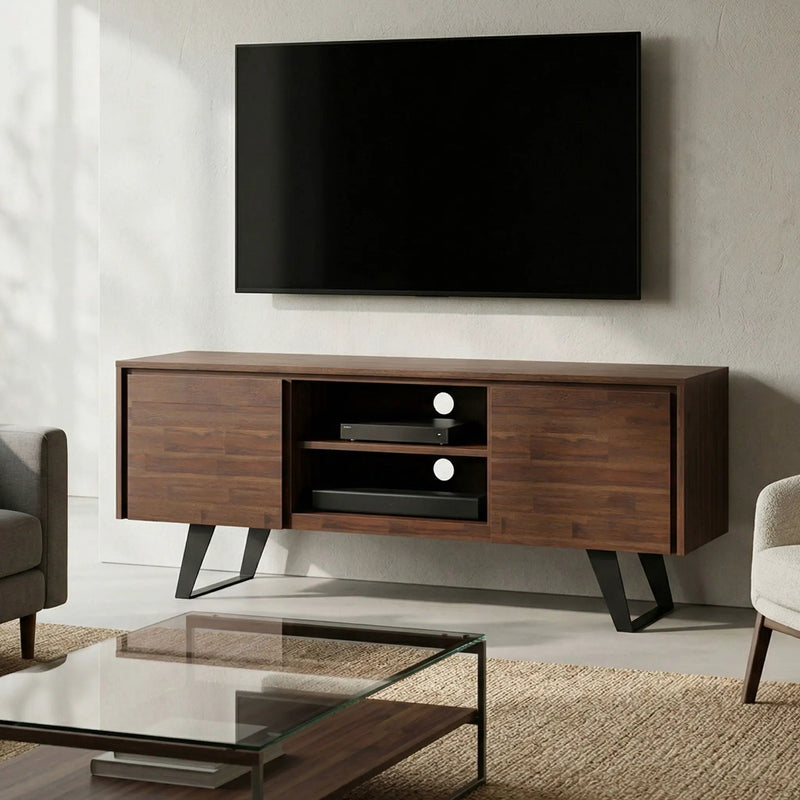 Lowry - TV Media Stand - Distressed Charcoal Brown by Unique Piece Furniture