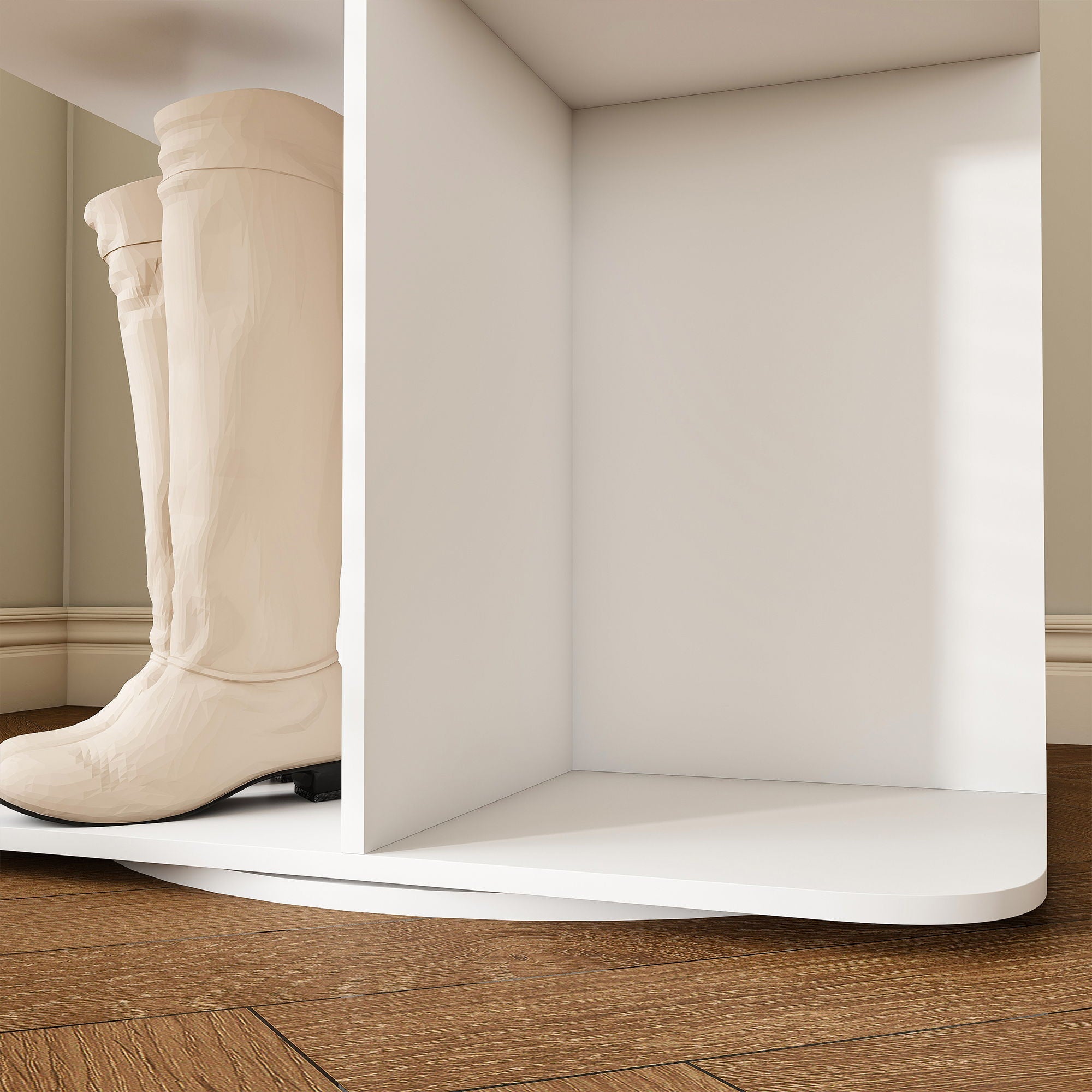 7 Tier Square Rotating Shoe Rack Tower With 360° Spinning Organizer - White by HouseOfZazla