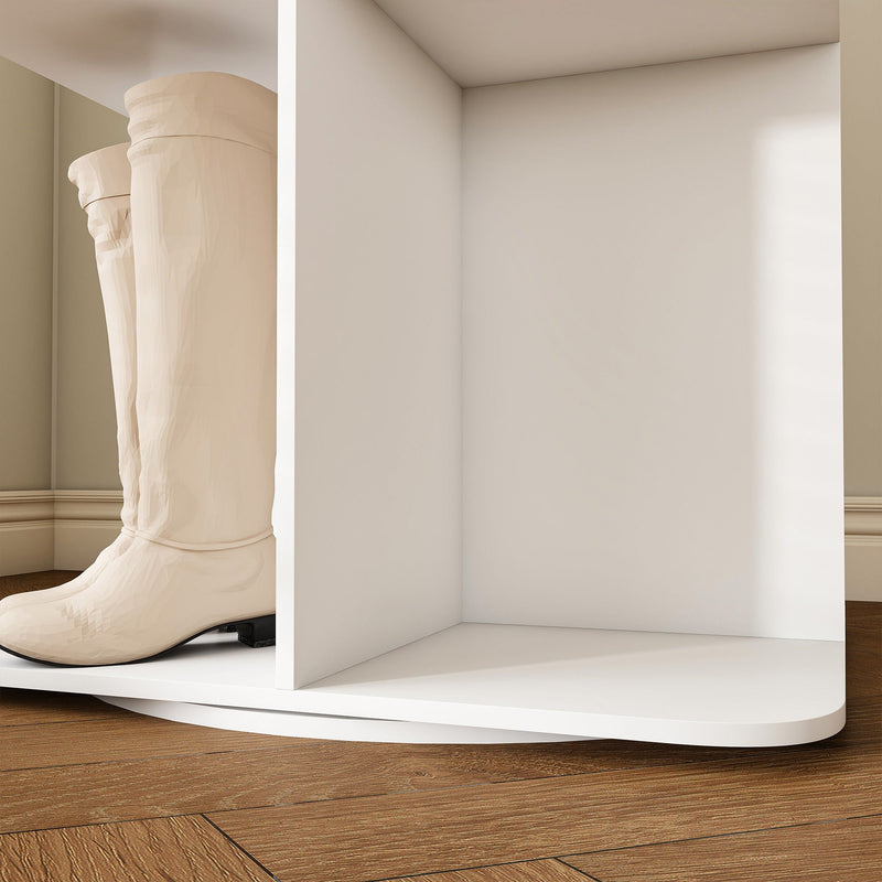 7 Tier Square Rotating Shoe Rack Tower With 360° Spinning Organizer - White by HouseOfZazla
