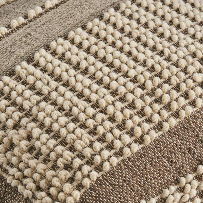 Rustic Wool And Cotton Large Pouf, Handcrafted Tufted Design - Brown / Beige by Unique Piece Furniture
