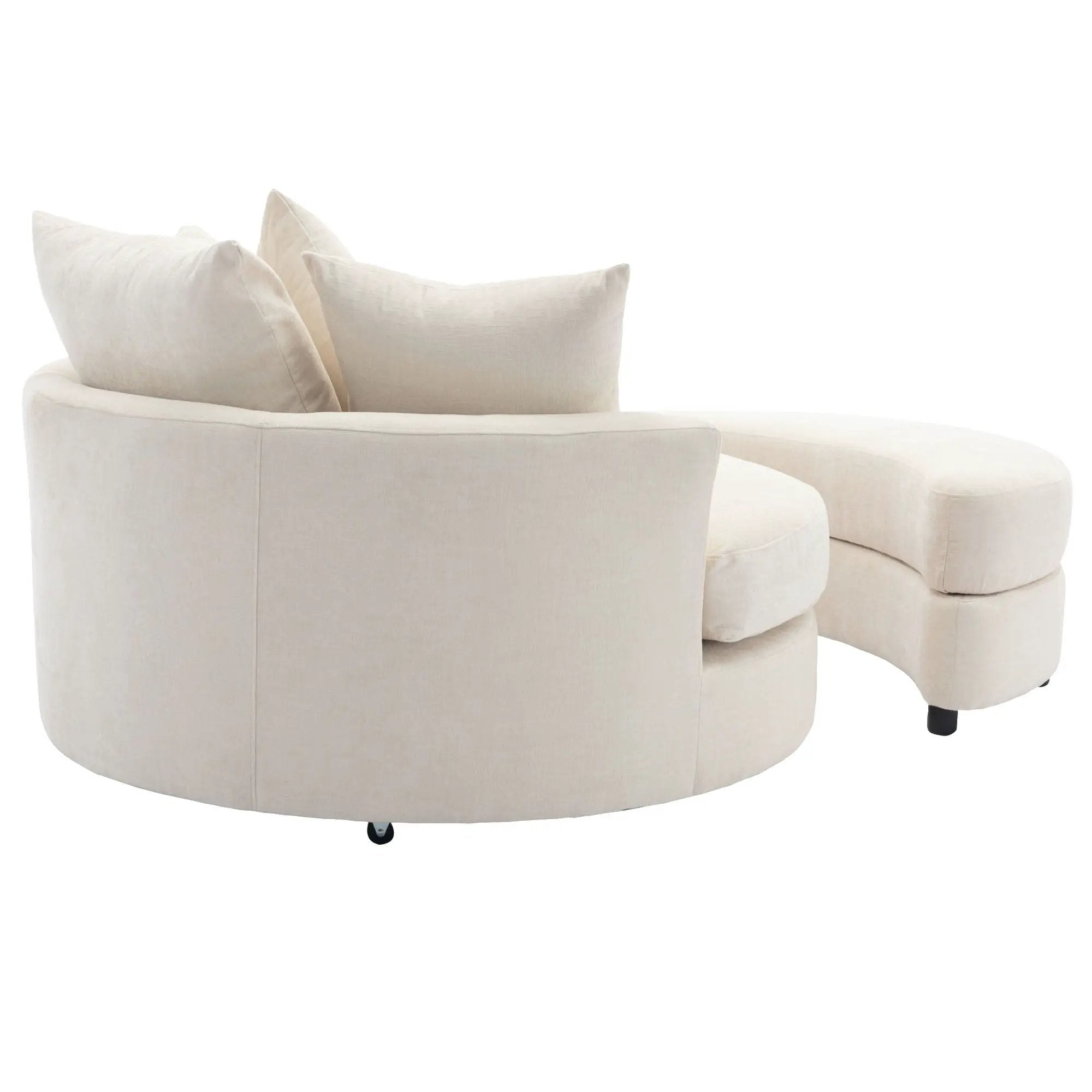 360° Swivel Accent Barrel Chair With Storage Ottoman & 4 Pillows, Modern Leisure Chair Round Accent For Living Room by HouseOfZazla