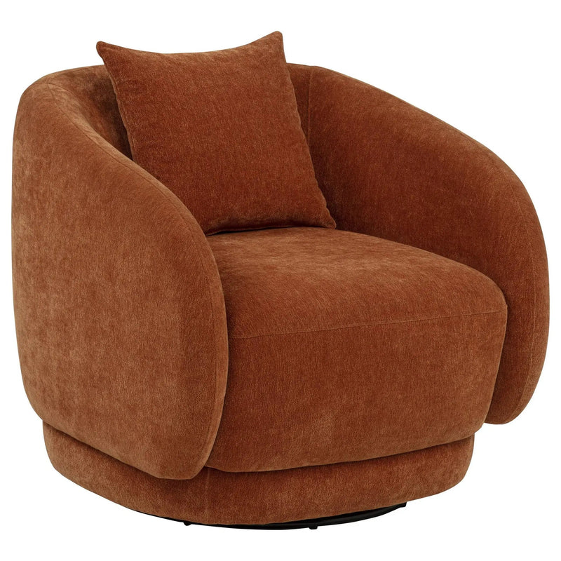 Arnaud Chenille Upholstered Swivel Accent Chair Burnt Orange by Unique Piece Furniture