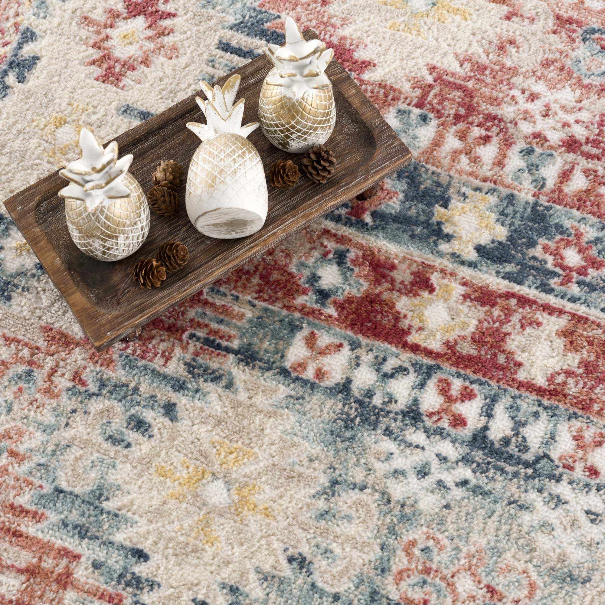 Bindi Blue & Rose Area Rug - Clearance by Boutique Rugs