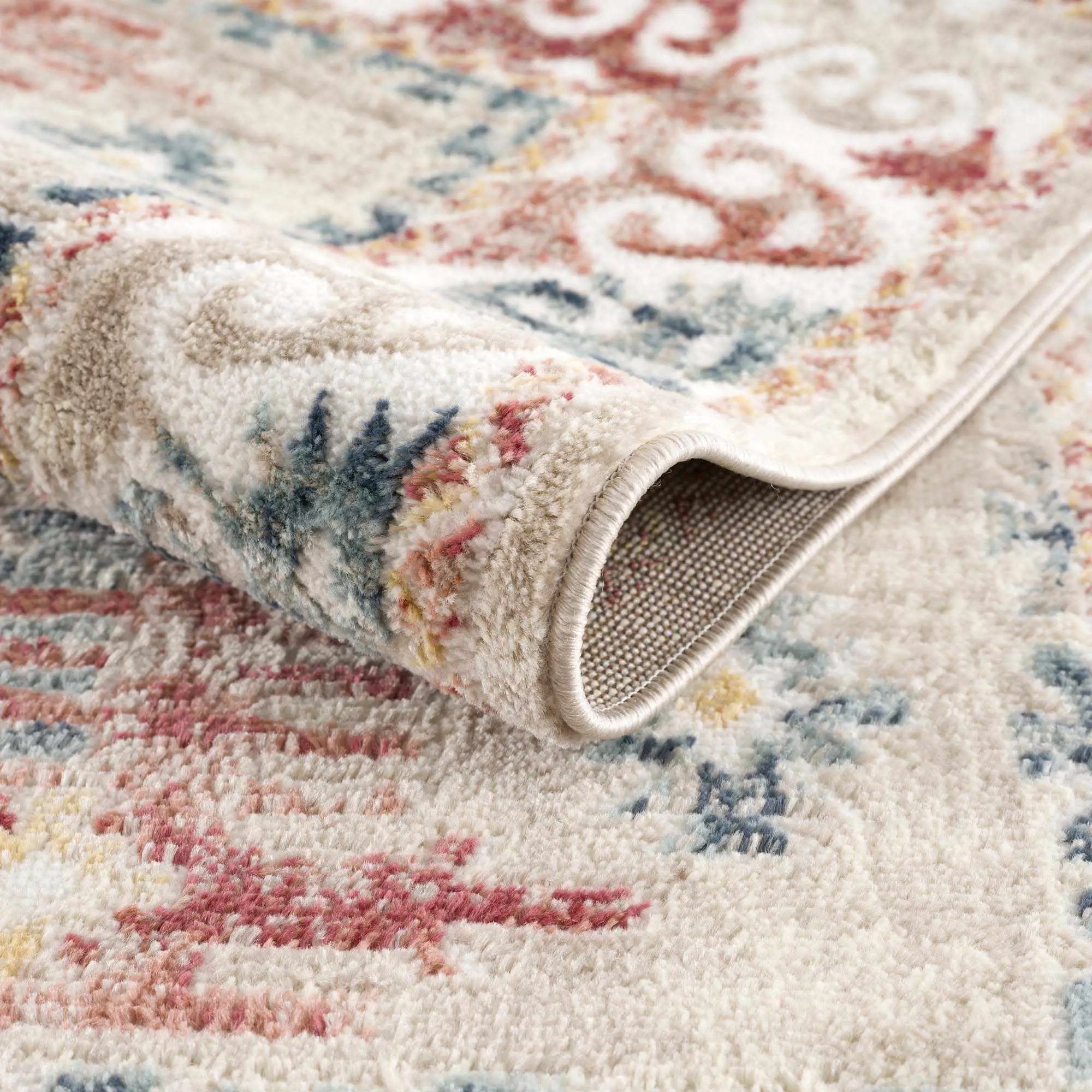 Bindi Blue & Rose Area Rug by Hauteloom