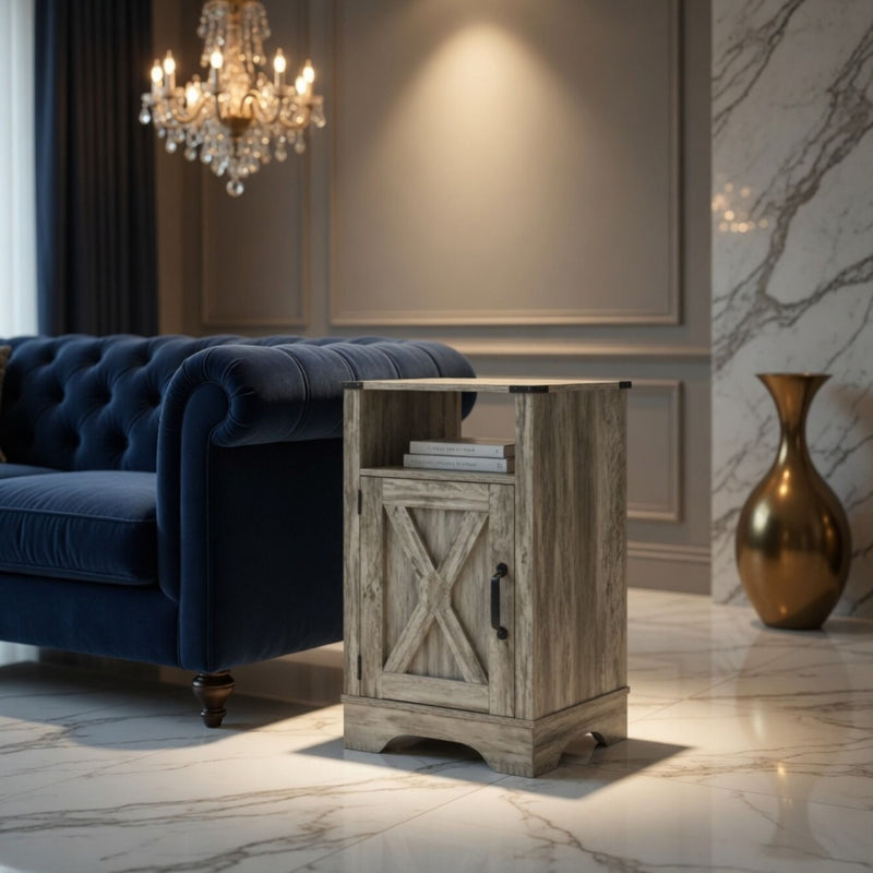 Farmhouse Nightstand, Charging Station & Storage by HouseOfZazla