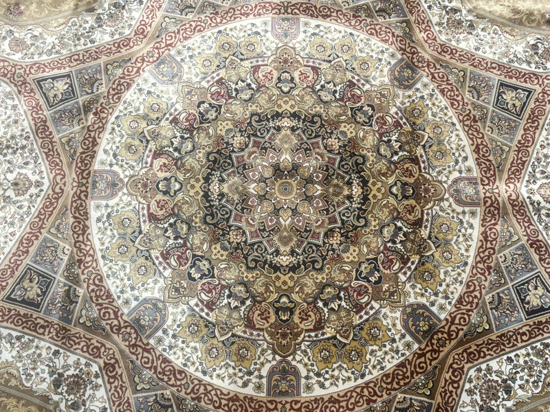 Turkish Silk Rug 8x10, Dome Design, Hereke Carpet, Bamboo Silk, New by Jewel Rugs