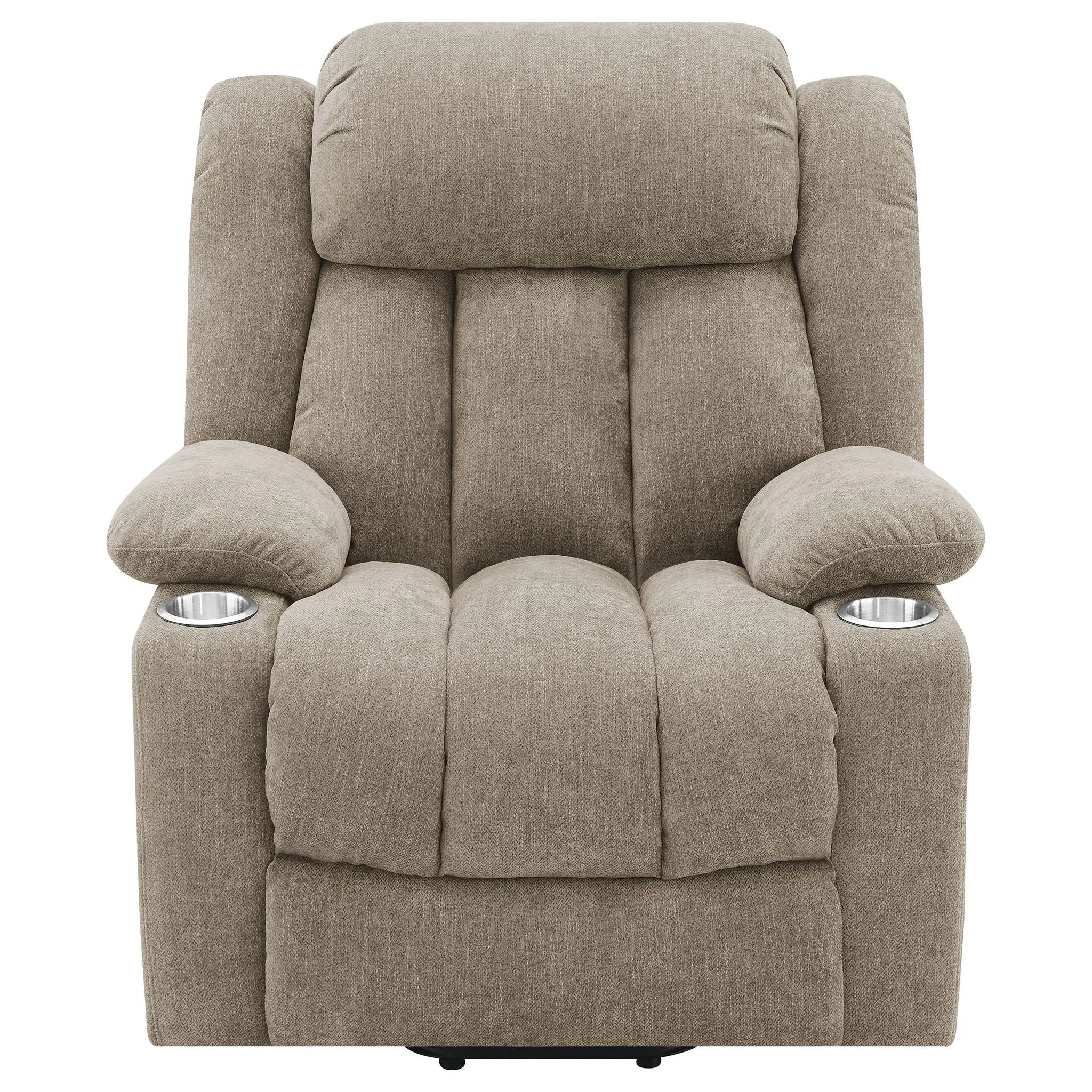 Beca - Upholstered Power Lift Recliner With Cupholders And USB Charging by HouseOfZazla