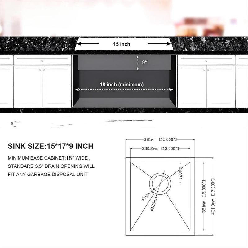 Undermount Stainless Steel Kitchen Sink, Deep Single Bowl Basin by HouseOfZazla