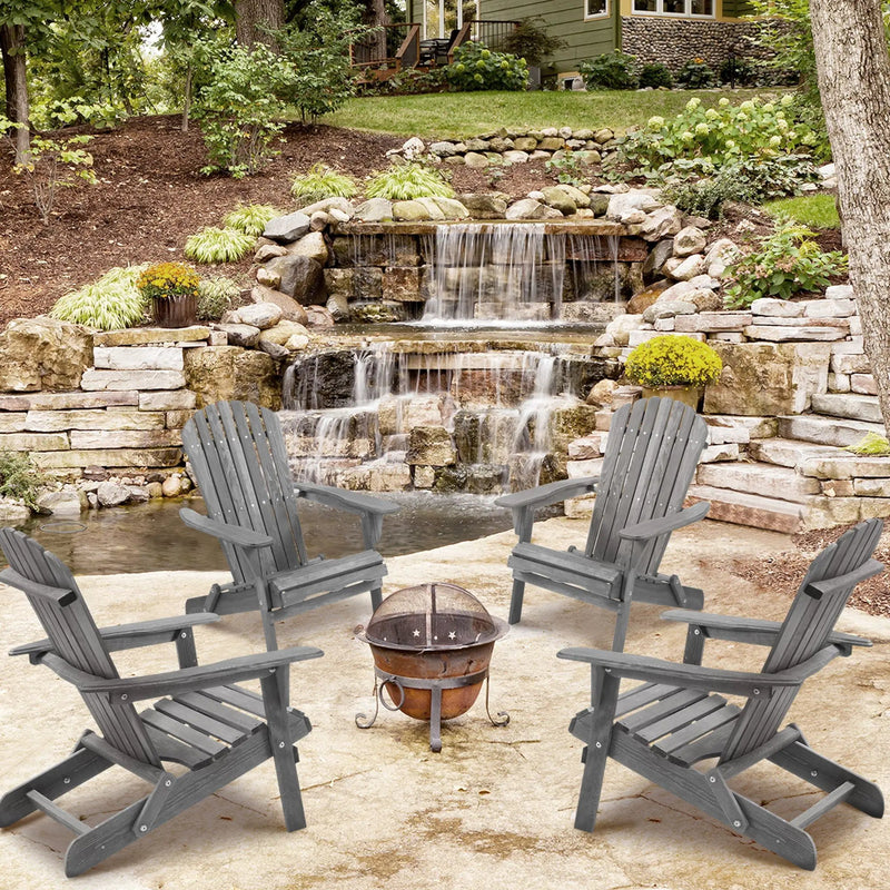 Lounge Patio Chair For Garden Outdoor Wooden Folding Adirondack Chair (Set of 2) Solid Cedar Wood Lounge Patio Chair For Garden by Unique Piece Furniture
