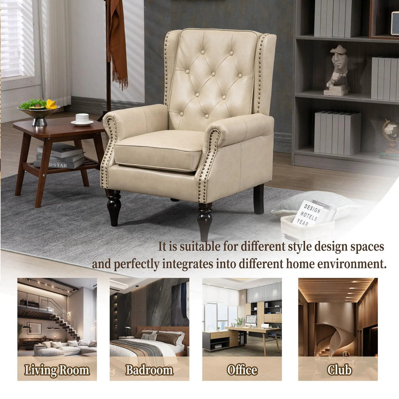 Modern Accent Armchair With Sturdy Wood Legs by Unique Piece Furniture