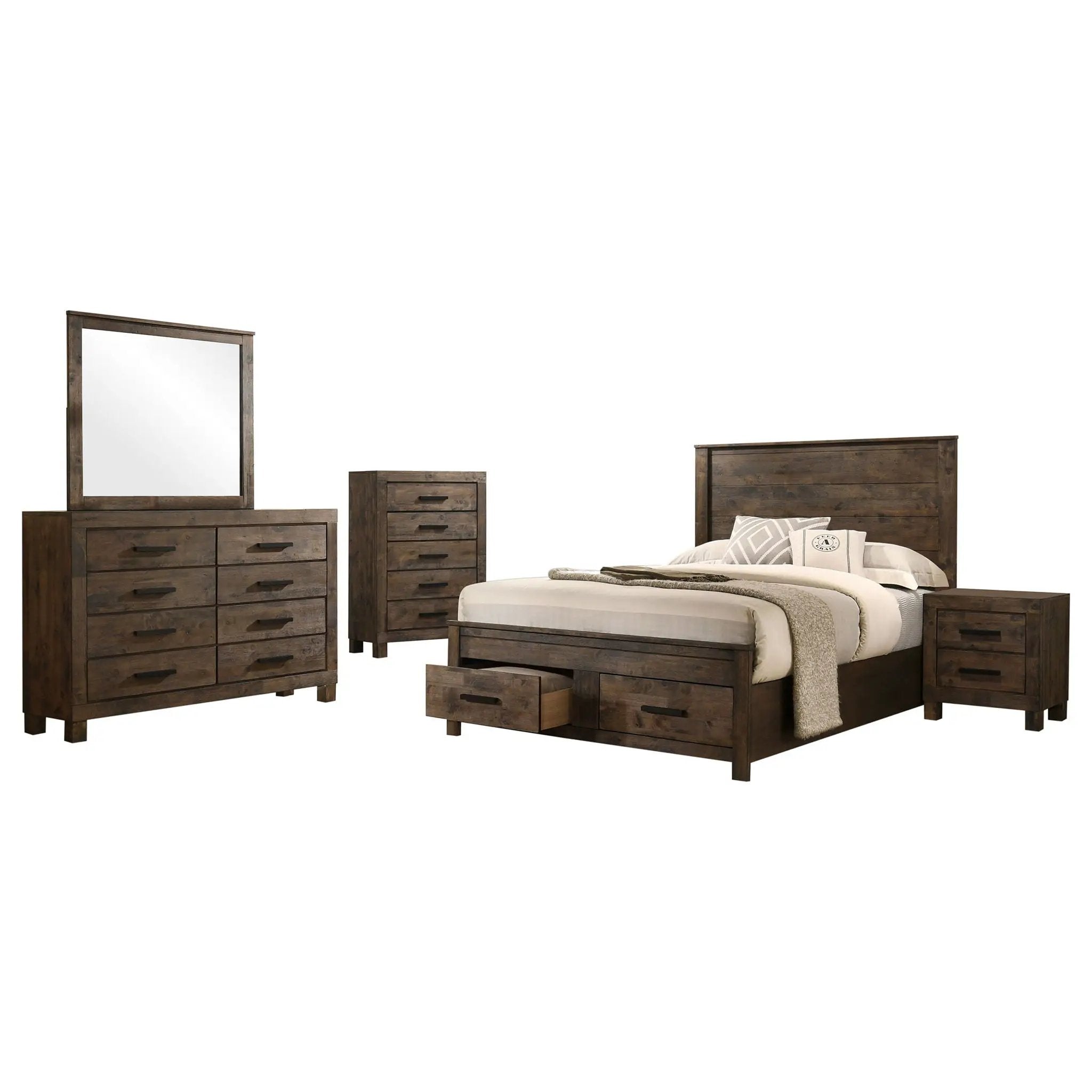 Woodmont 5-piece Queen Bedroom Set Rustic Golden Brown by Unique Piece Furniture
