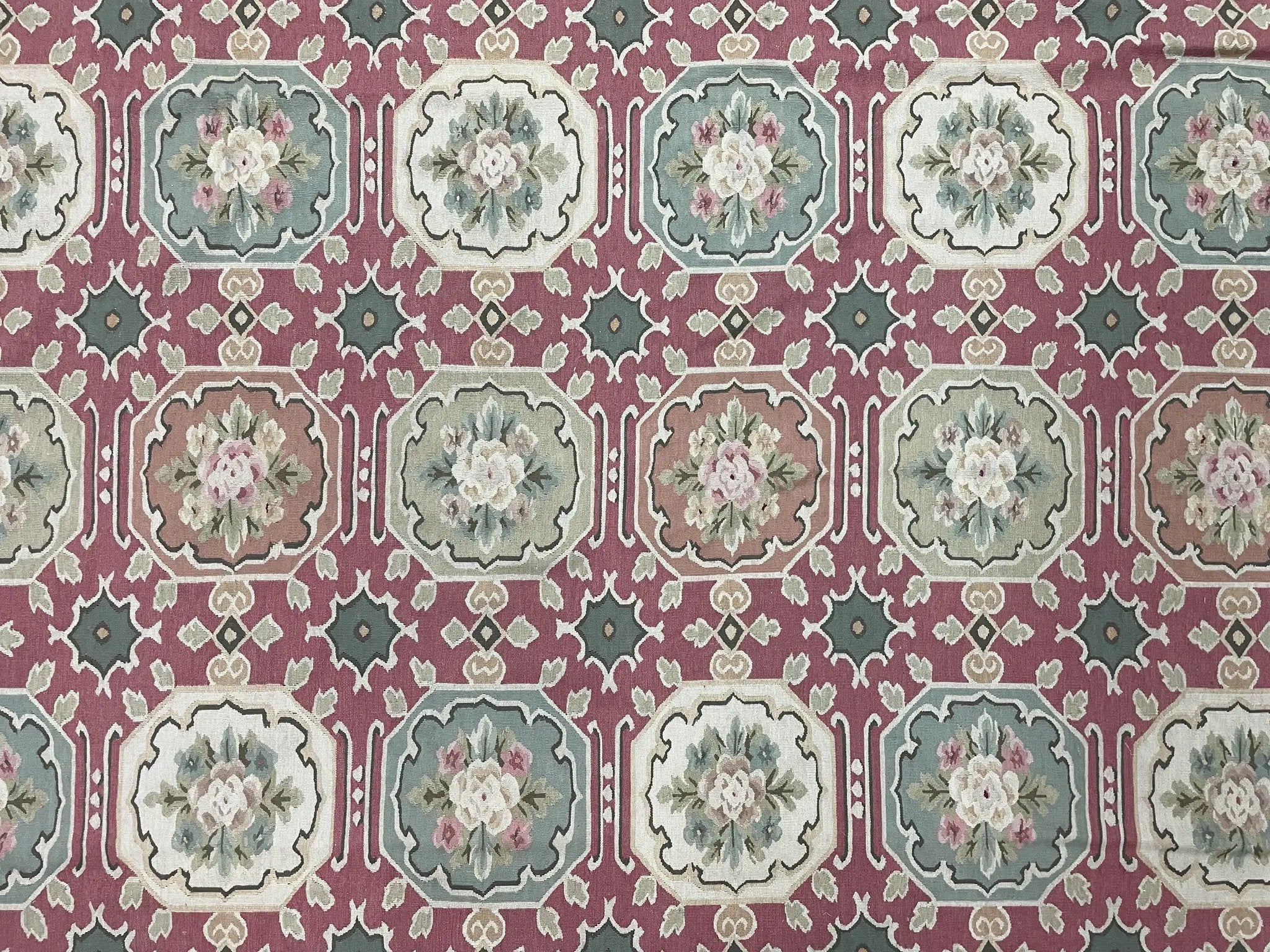 Square Aubusson Rug 9x9, Panel Design, European French English Carpet, Wool by Jewel Rugs