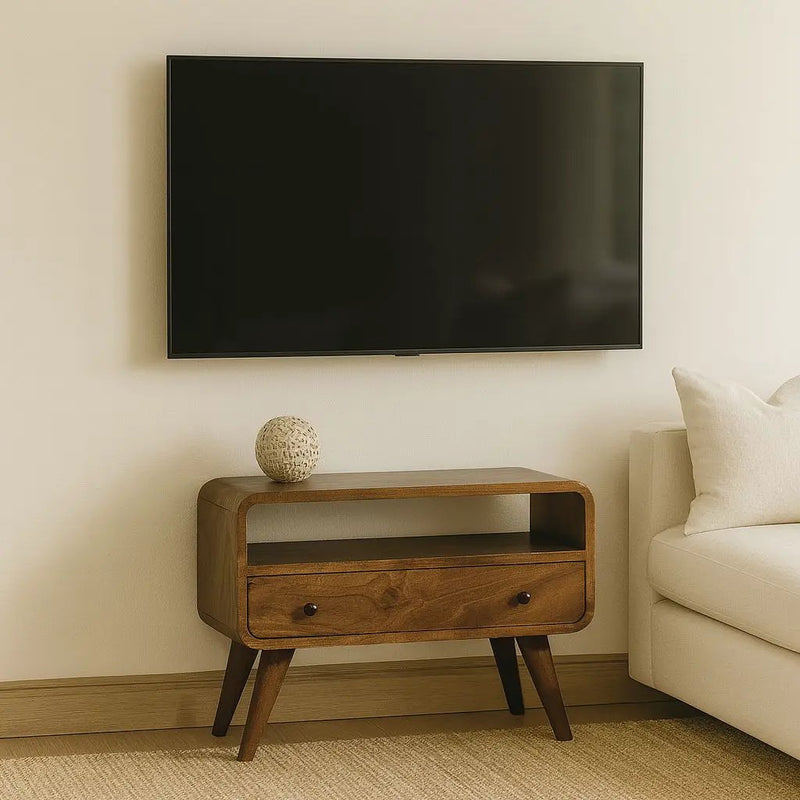 Mini Curved Media Unit - Chestnut by Unique Piece Furniture