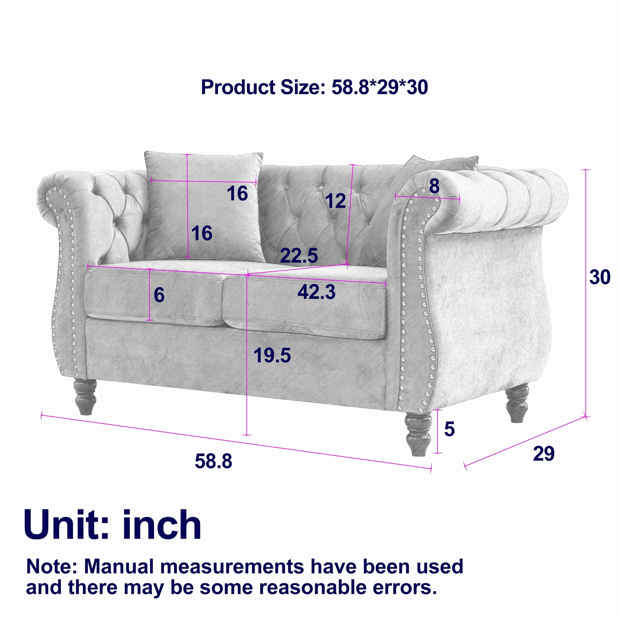 Chesterfield Sofa With Rolled Arms And Nailhead Trim by HouseOfZazla