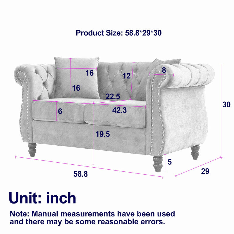 Chesterfield Sofa With Rolled Arms And Nailhead Trim by HouseOfZazla