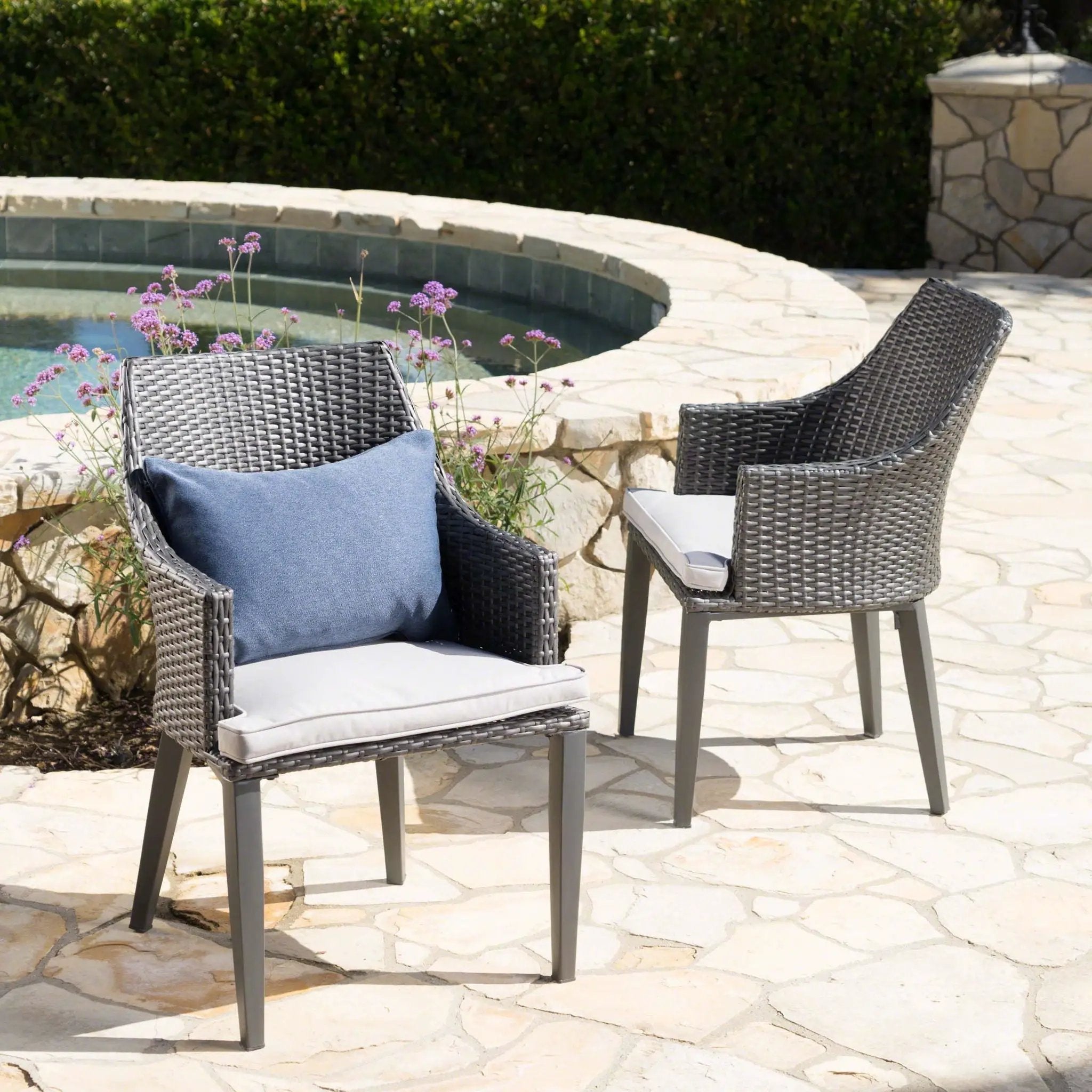 Hillhurst Outdoor Chair Set of 2 with Weather Resistant Cushions by HouseOfZazla