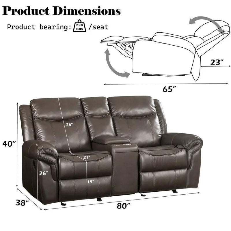 Lydia - Motion Loveseat With USB & Console - Brown Leather Aire by Unique Piece Furniture