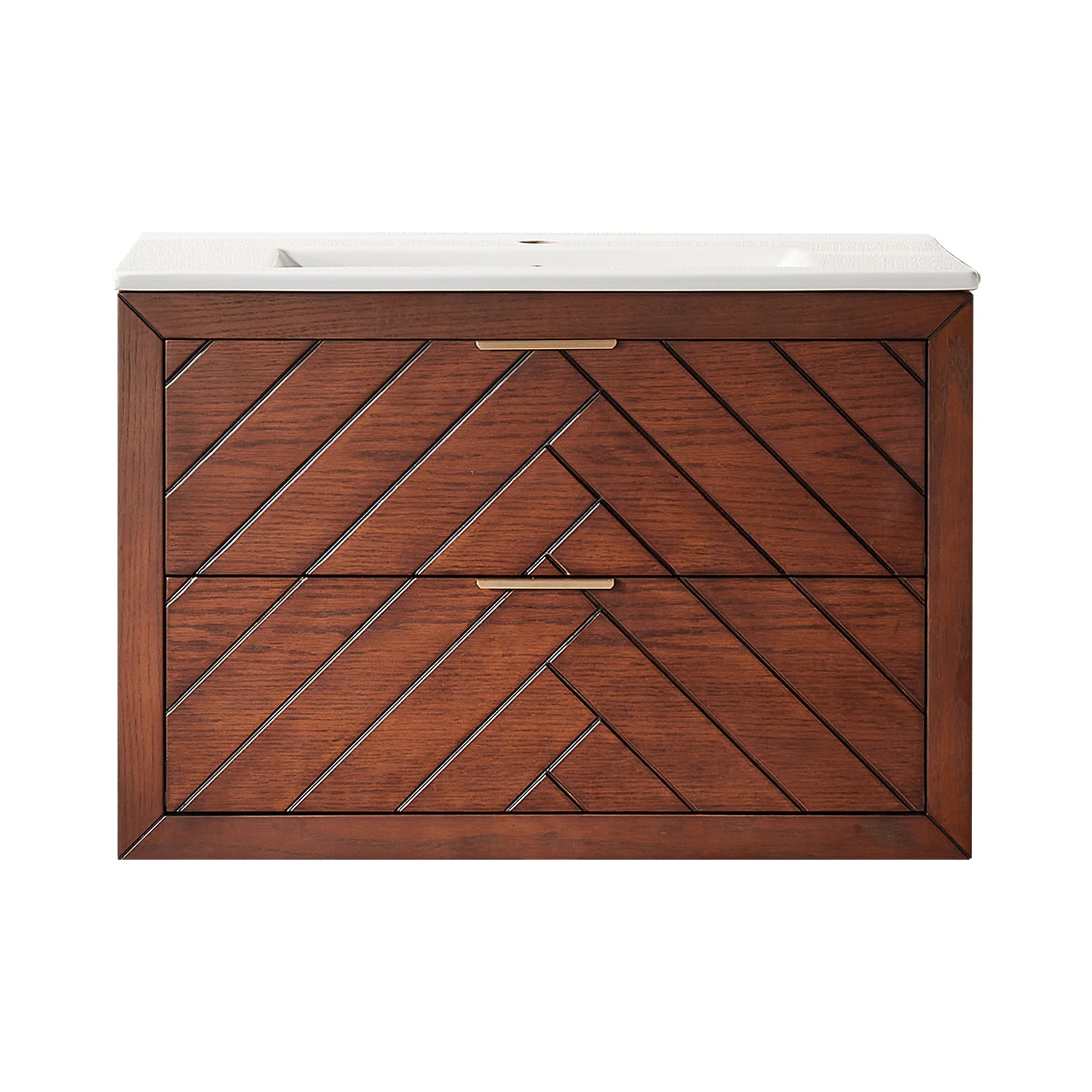 30" Pre-Assembled Wall Mounted & Floating Single Vanity Cabinet with 1-Hole Ceramic Top by HouseOfZazla