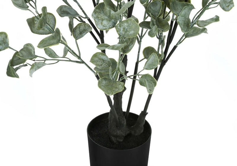 35" Tall, Artificial Plant, Eucalyptus Tree, Indoor, Faux, Fake, Floor, Greenery, Potted, Decorative - Green / Black by Unique Piece Furniture