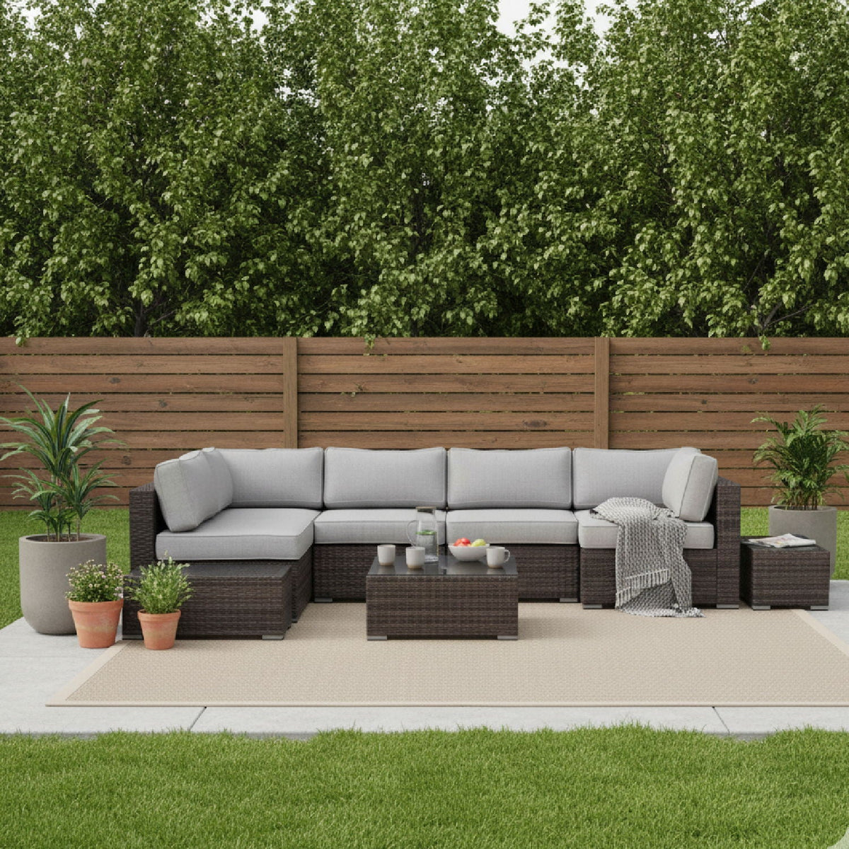 Wicker Sectional Seating Group With Cushions, photo 25 of 28