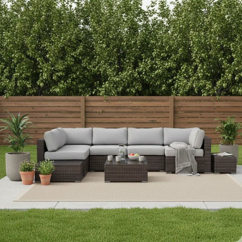 Wicker Sectional Seating Group With Cushions by Unique Piece Furniture