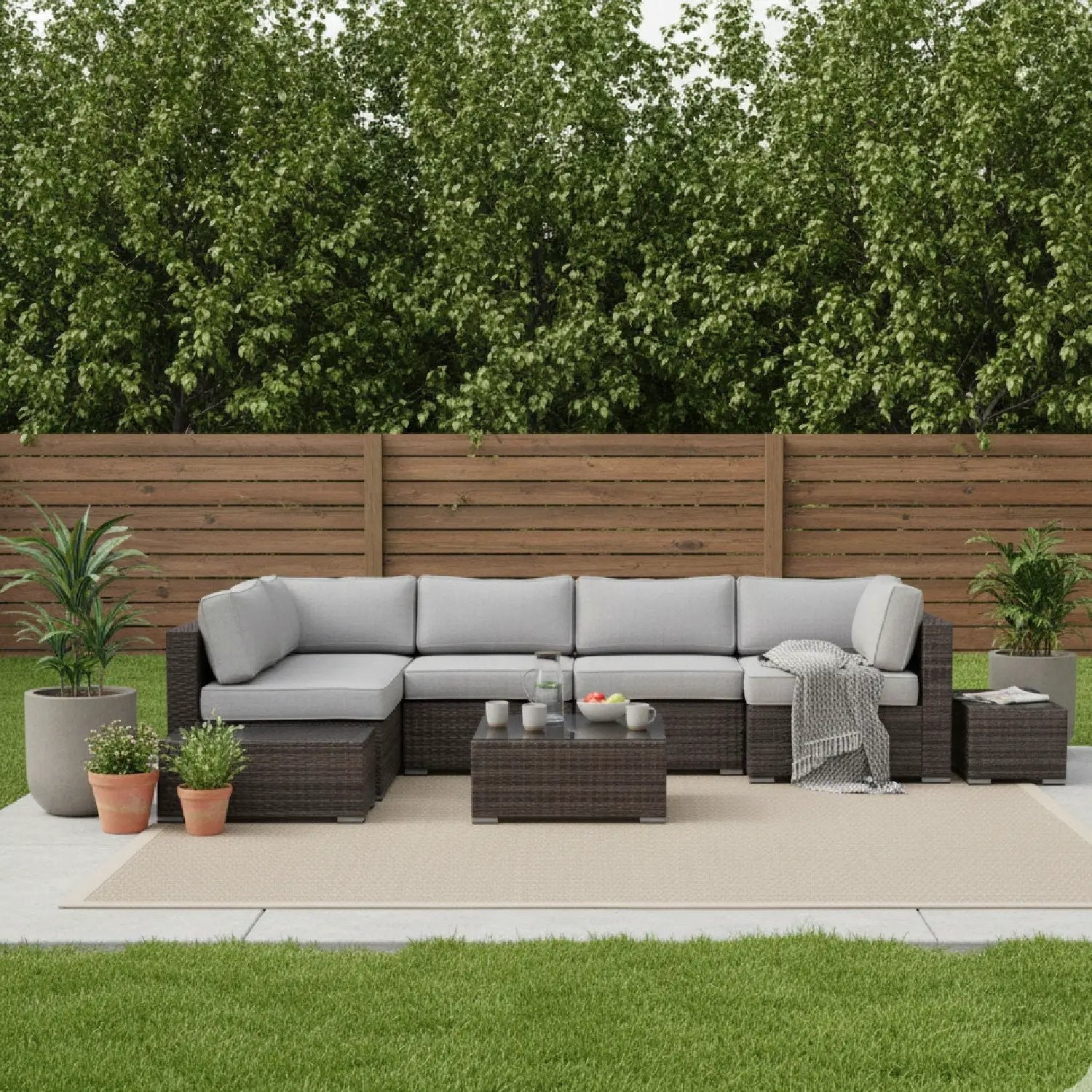 Wicker Sectional Seating Group With Cushions by HouseOfZazla