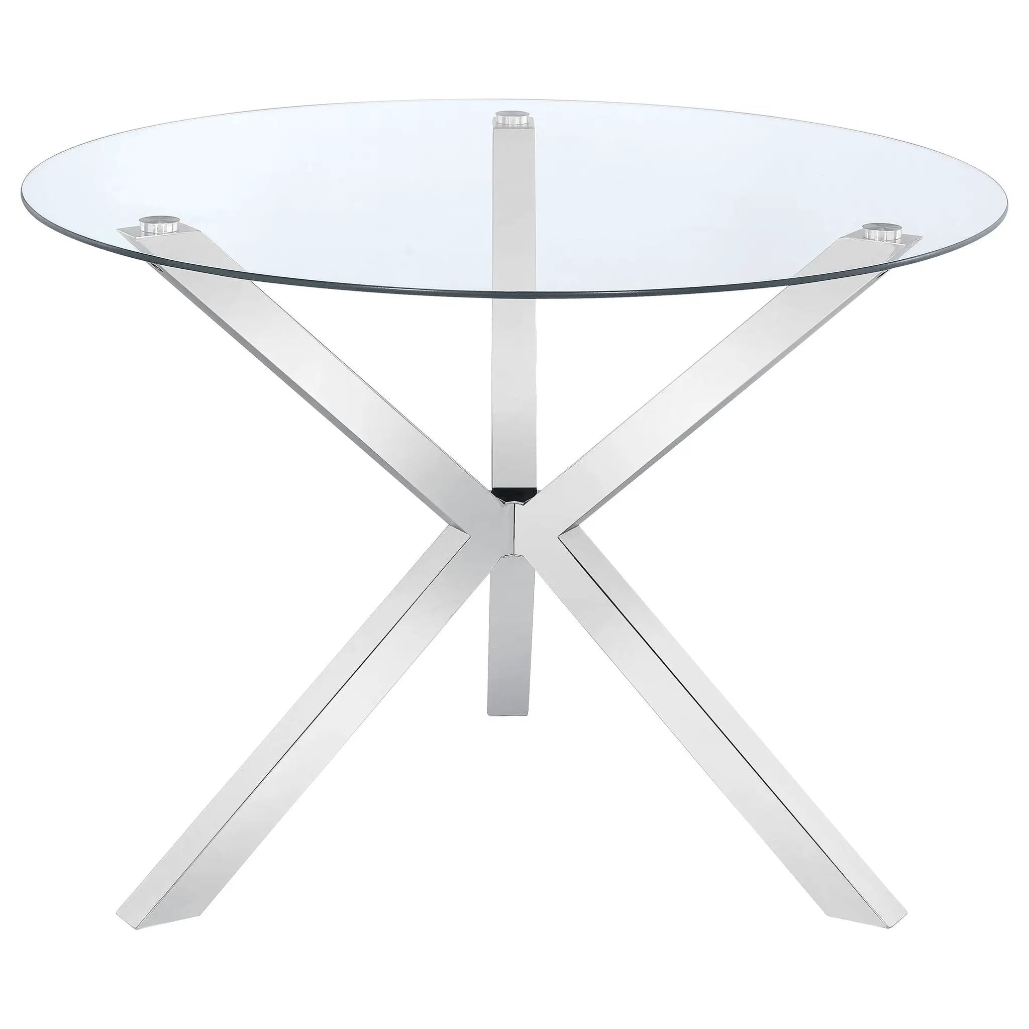 Vance Round 41-inch Glass Top Asterisk Dining Table Chrome by Unique Piece Furniture