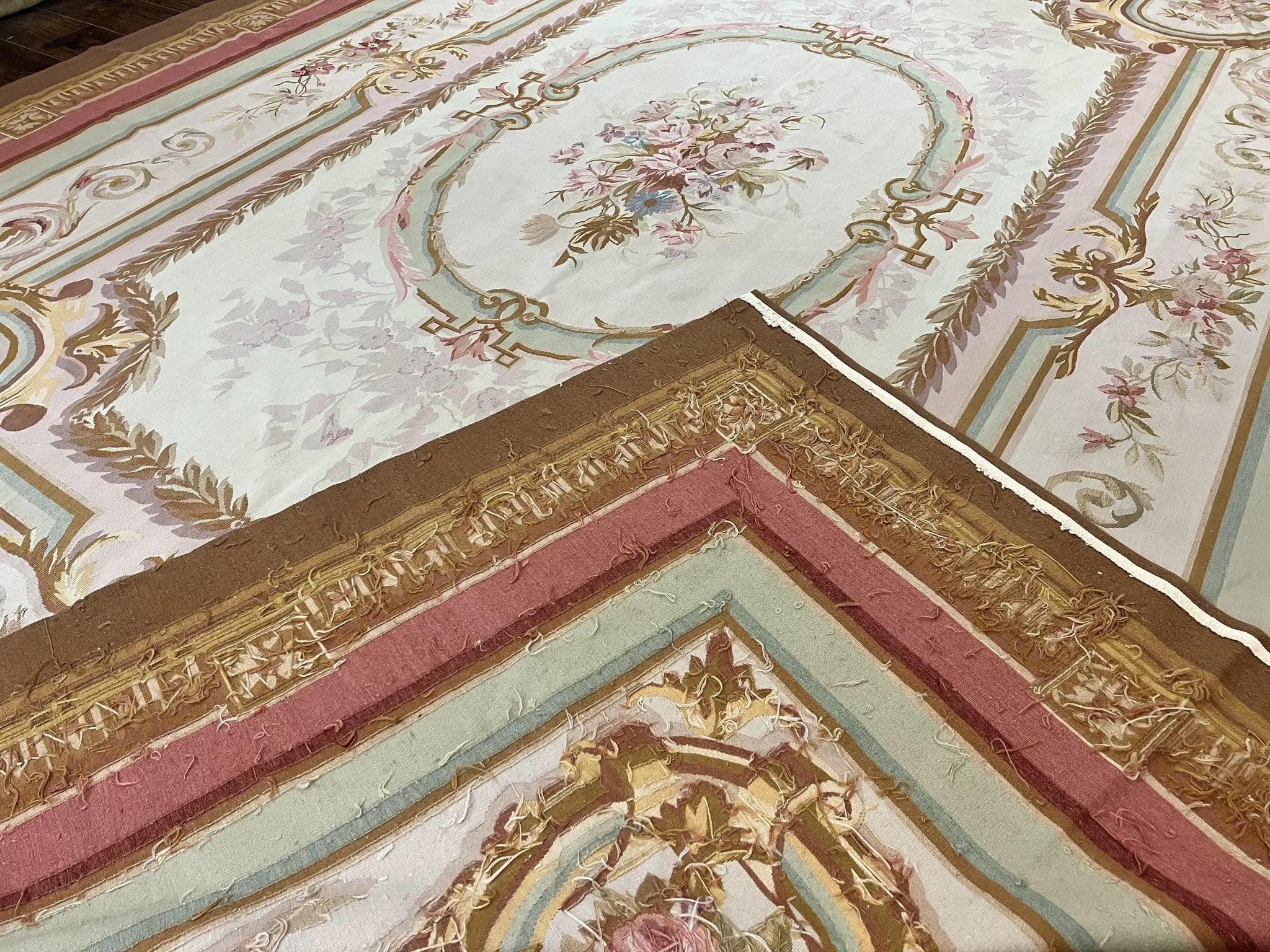 Large Aubusson Rug 11x15, Oversized Gallery Palace Size Flatweave Savonnerie Carpet 11 x 15 ft, Wool Handmade Vintage Elegant European by Jewel Rugs