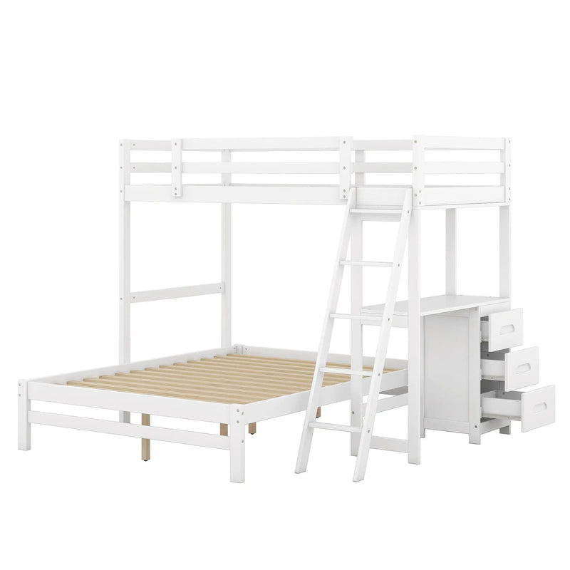 Bunk Bed With Built In Desk And 3 Drawers by Unique Piece Furniture