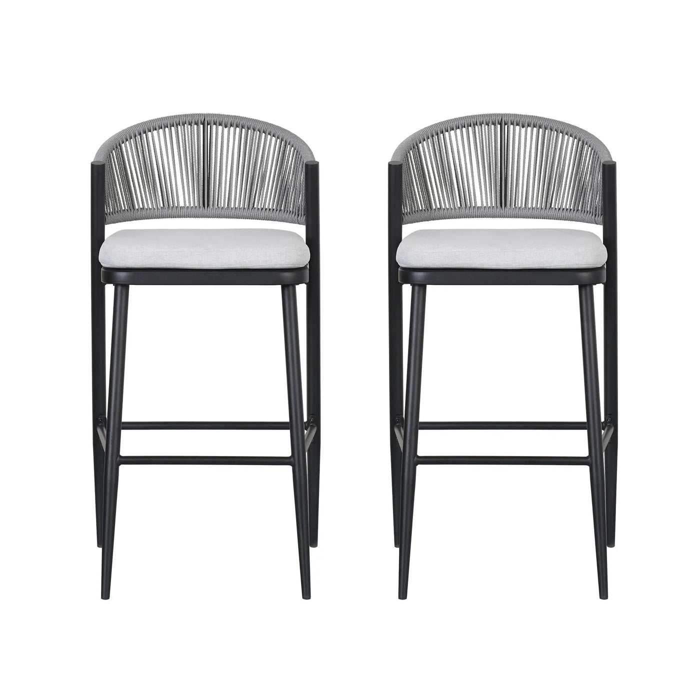Outdoor Bar Height Metal Frame Counter Stools with Scallop-Shaped Backrest & Water-Resistant Cushions by HouseOfZazla