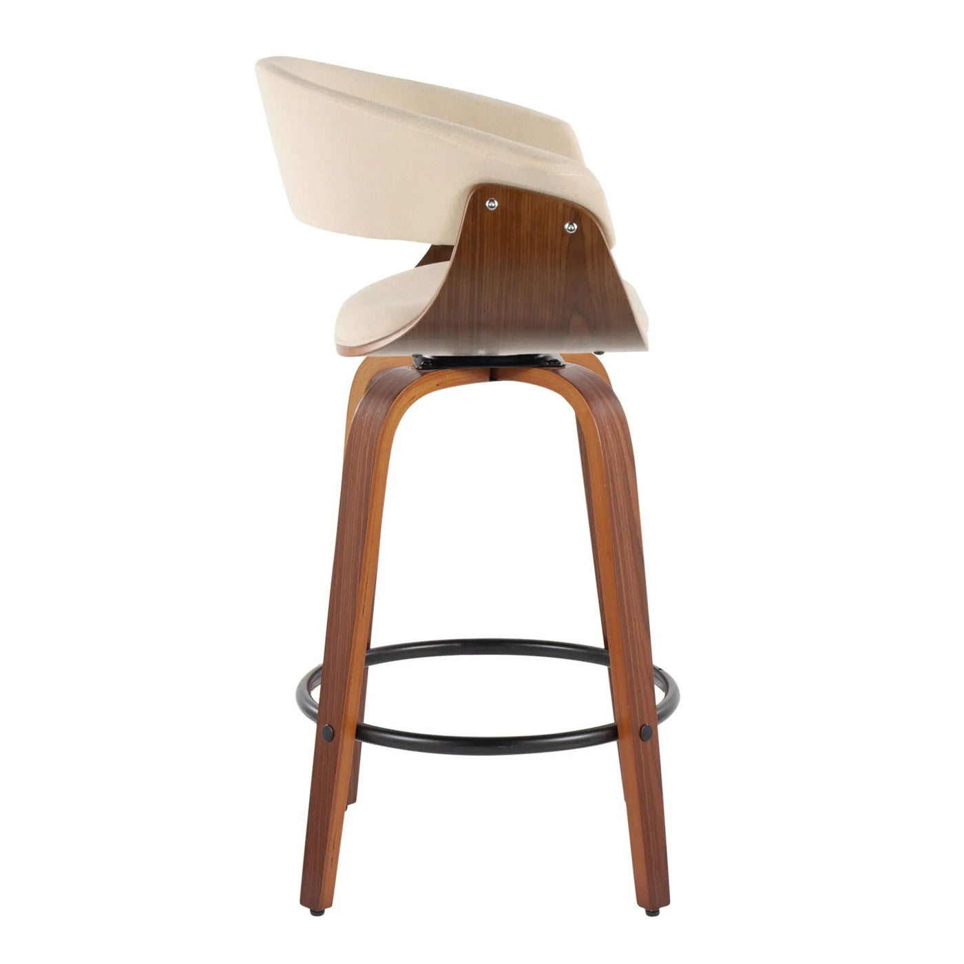 Vintage Mod - Mid Century Modern Fixed Height Counter Stool & Swivel With Round Footrest (Set of 2) by HouseOfZazla