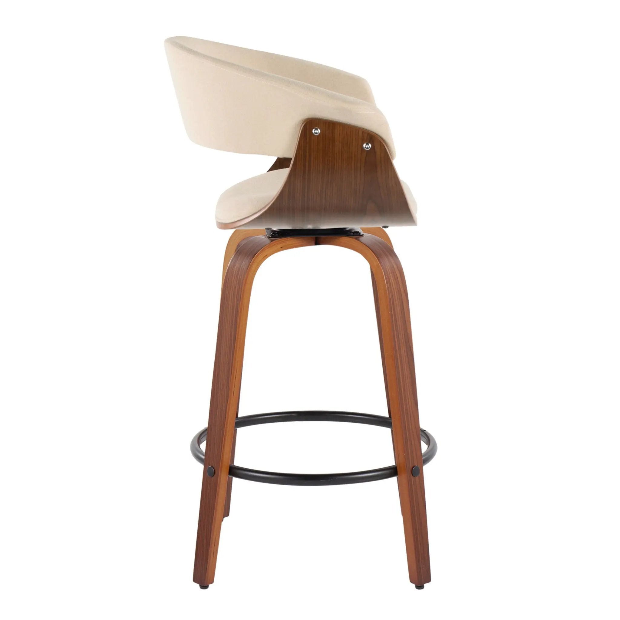 Vintage Mod - Mid Century Modern Fixed Height Counter Stool & Swivel With Round Footrest (Set of 2) by HouseOfZazla