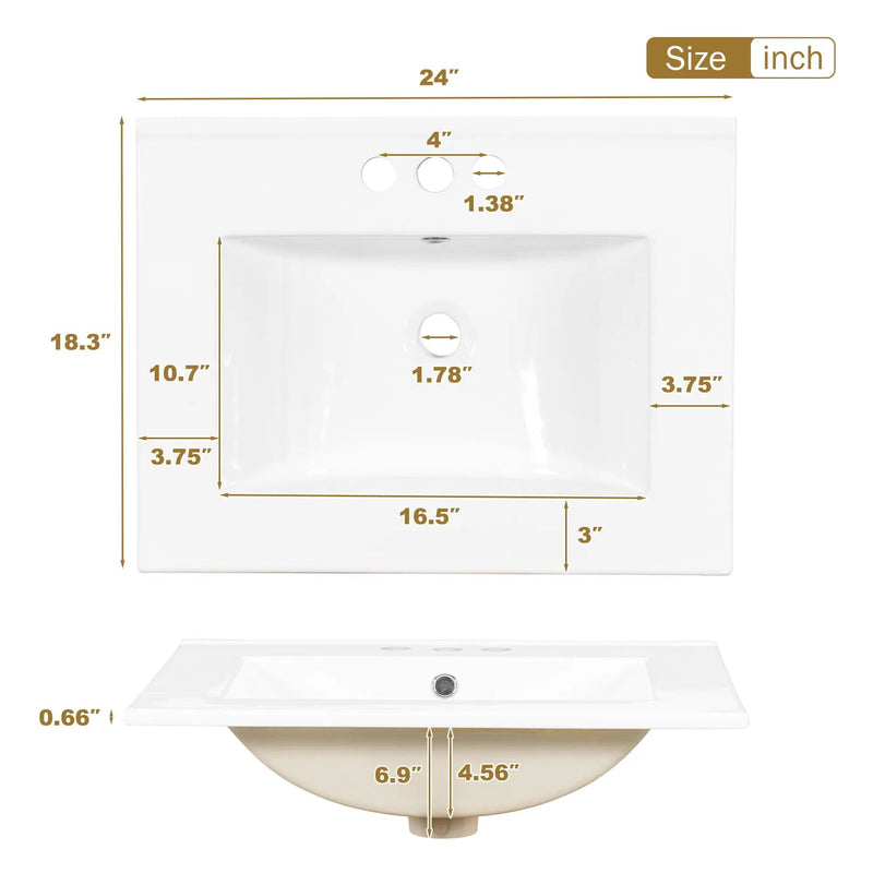 Bathroom Vanity, Modern Bathroom Cabinet With Sink Combo Set, Bathroom Storage Cabinet With A Soft Closing Door And 3 Drawers, Solid Wood Frame by HouseOfZazla