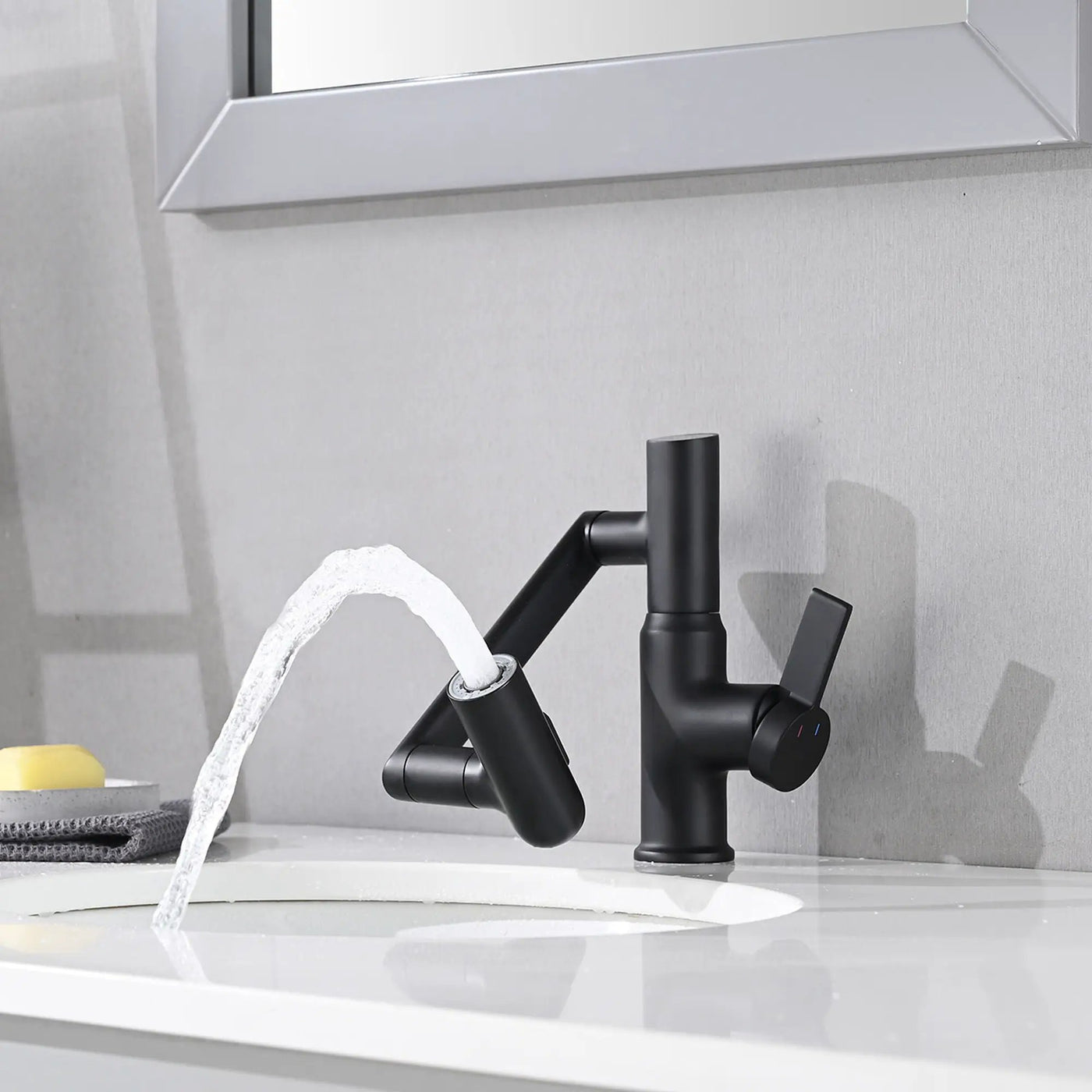 Bathroom Sink Faucet With Spray Function And Temperature Display, Anti Skid Switch, 360 Degree Rotary by HouseOfZazla