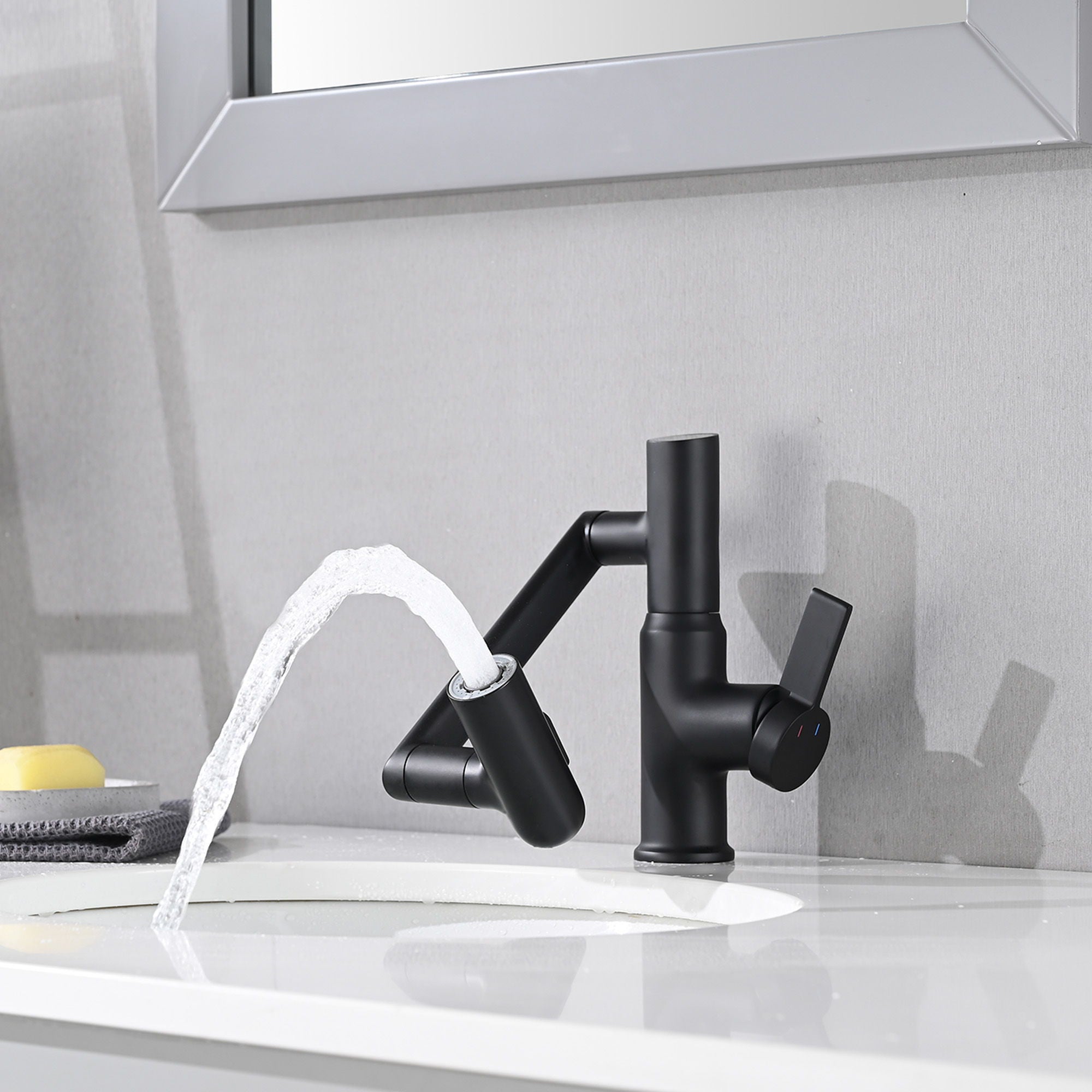 Bathroom Sink Faucet With Spray Function And Temperature Display, Anti Skid Switch, 360 Degree Rotary by HouseOfZazla