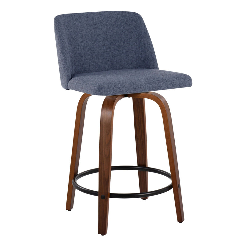 Toriano - Mid Century Modern, Fixed Height Counter Stool & Swivel And Round Footrest (Set of 2) by HouseOfZazla