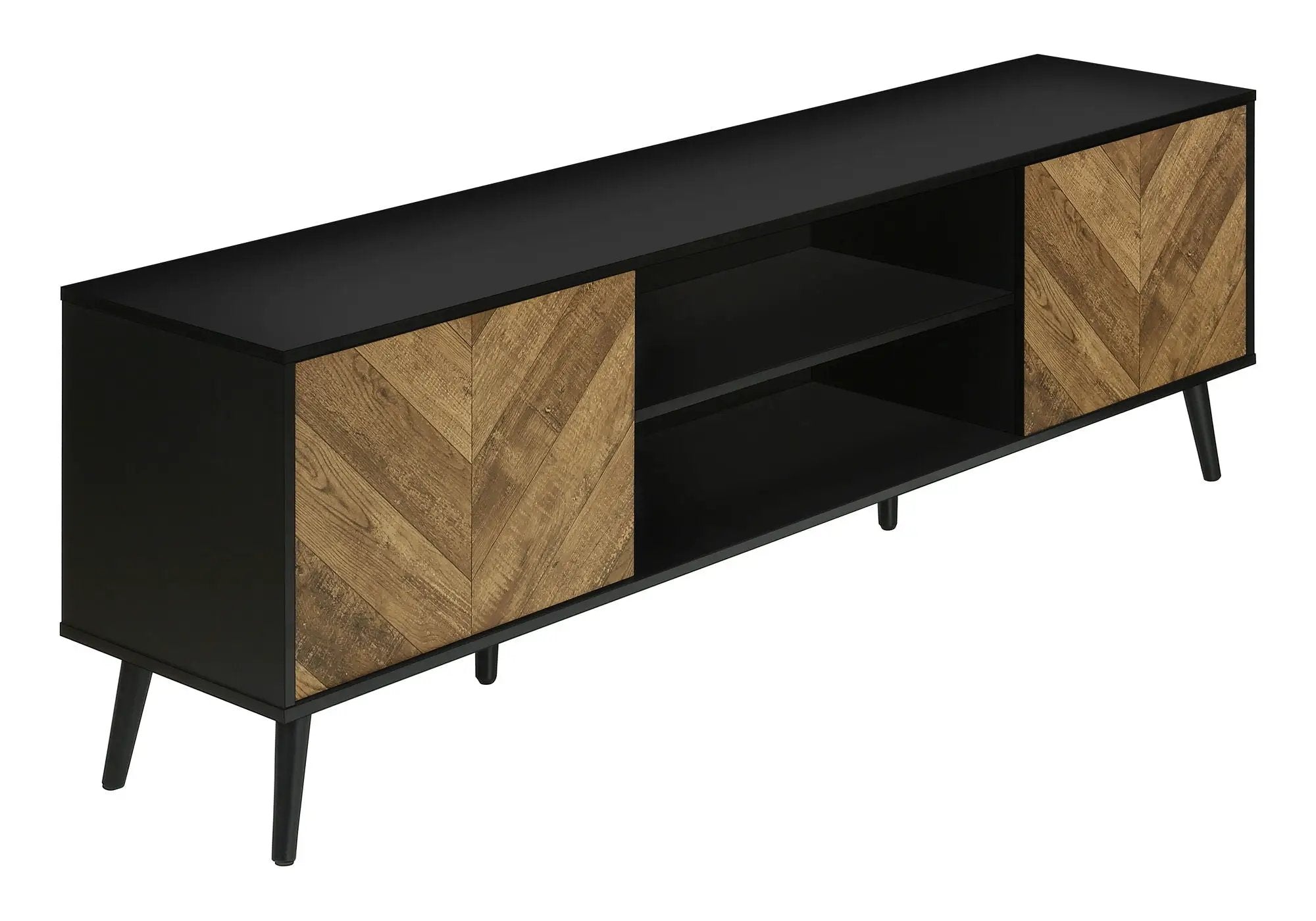 TV Stand, Console, Media Entertainment Center, Storage Cabinet, Modern Design - Black by HouseOfZazla