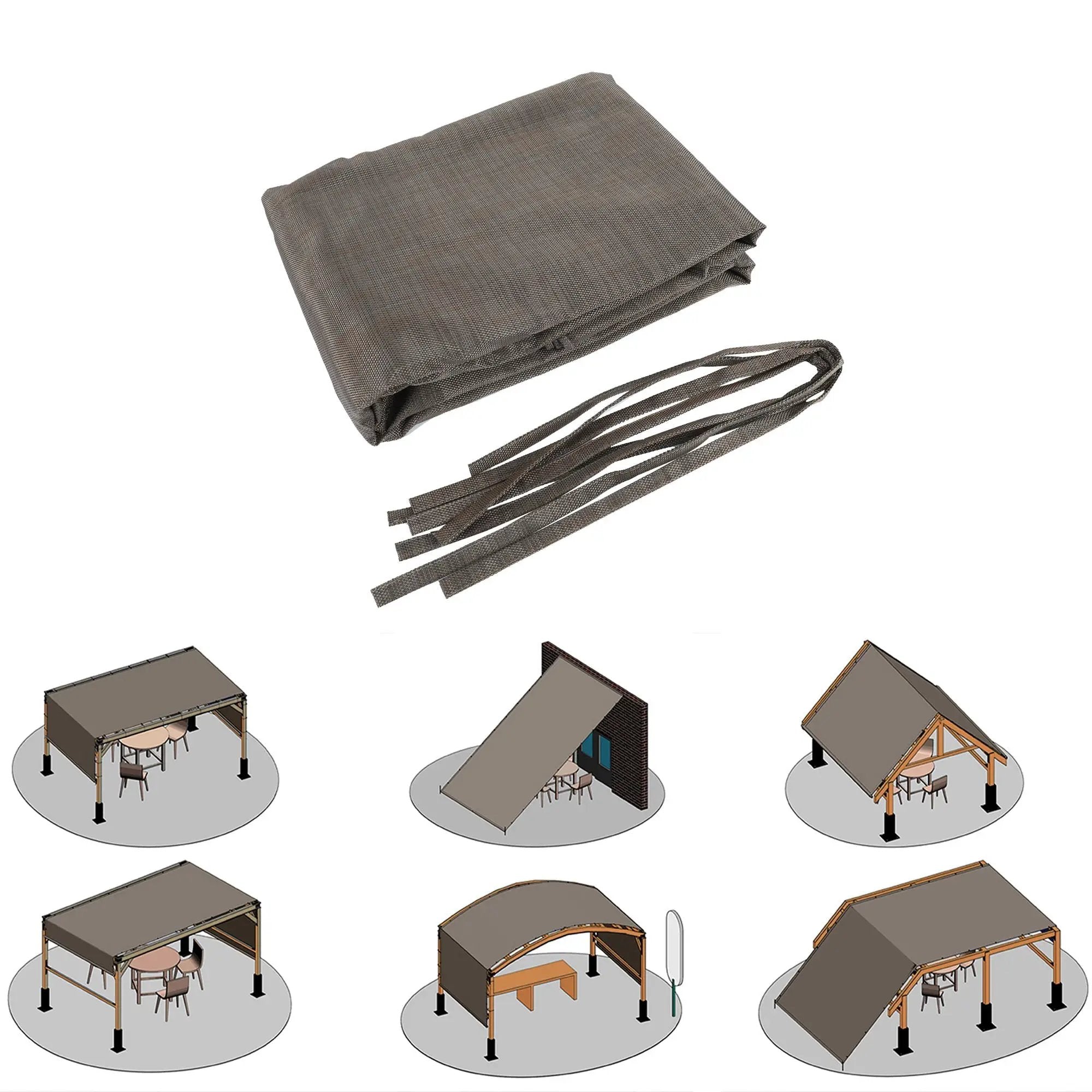 13' X 7.7' Outdoor Pergola Sun Shade Cover Cloth Patio Canopy Hdpe Permeable With Grommets - Brown by Unique Piece Furniture