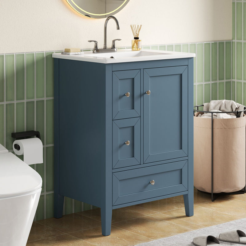 Modern Bathroom Vanity With Sink, Soft Close Drawers & Door, Storage Rack by HouseOfZazla