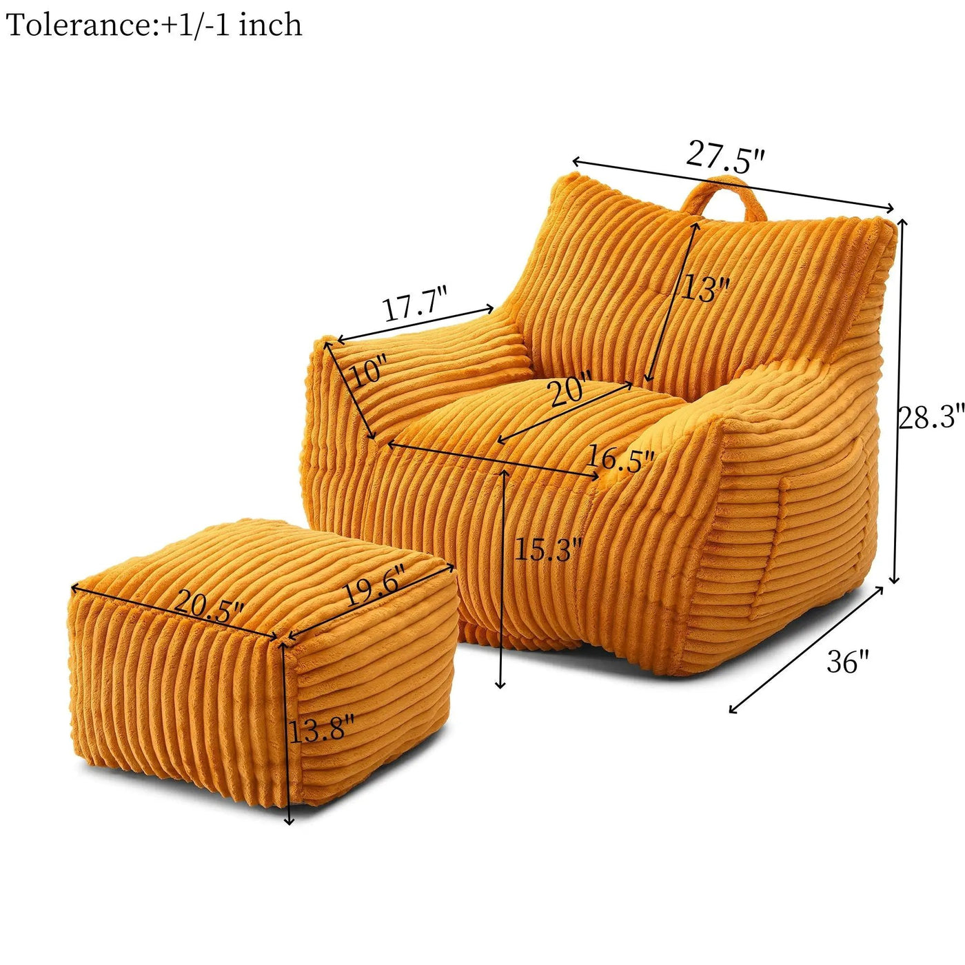 Giant Bean Bag Chair With Armrests And Footstool by Unique Piece Furniture