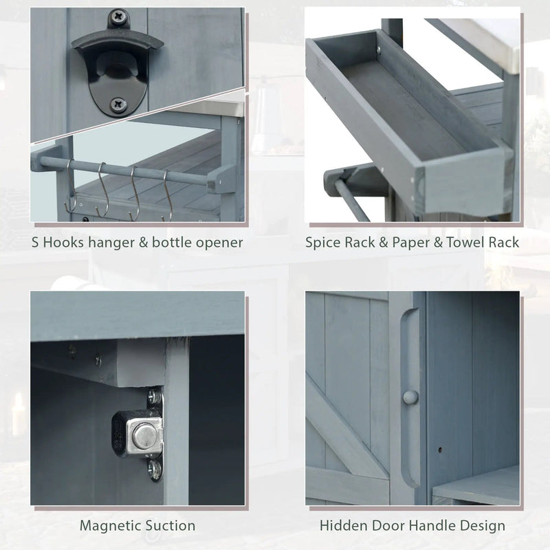 K&K Outdoor Kitchen Island, Rolling Bar Cart & Storage Cabinet by HouseOfZazla