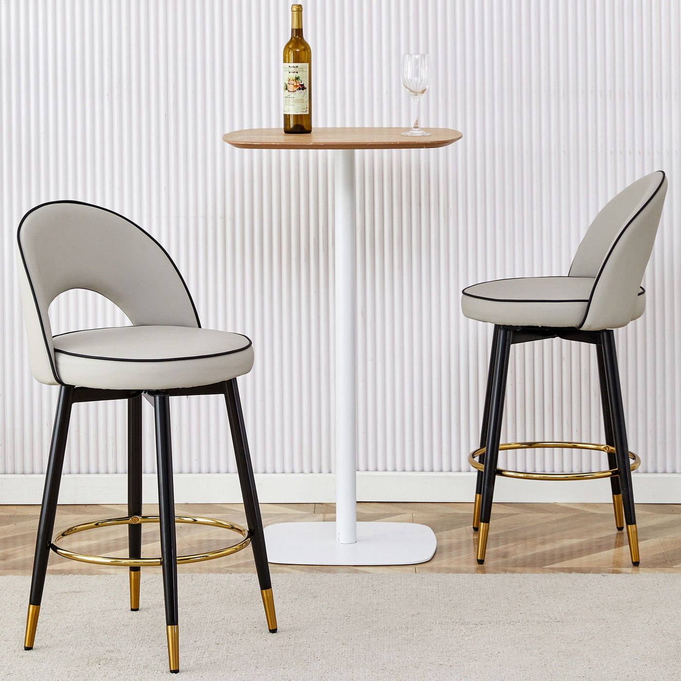 Modern Upholstered 360° Rotatable Bar Chair With Metal Legs For Dining Room (Set of 2) by Unique Piece Furniture