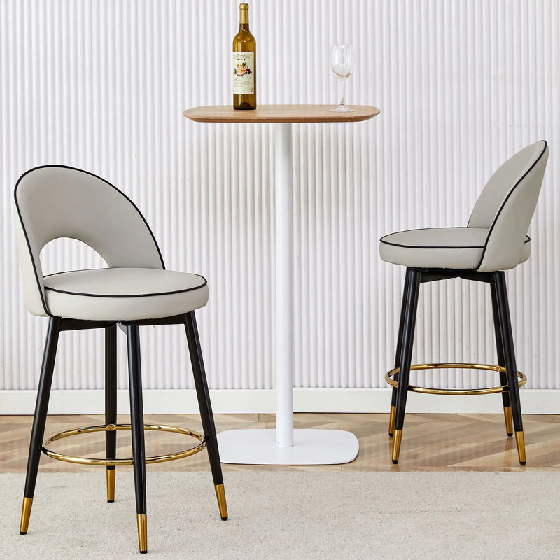 Modern Upholstered 360° Rotatable Bar Chair With Metal Legs For Dining Room (Set of 2) by Unique Piece Furniture