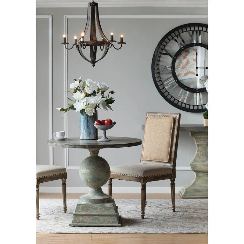 6 Light Metal Chandelier, Hanging Light Fixture With Adjustable Chain For Kitchen, Bulb Not Included - Black by Unique Piece Furniture